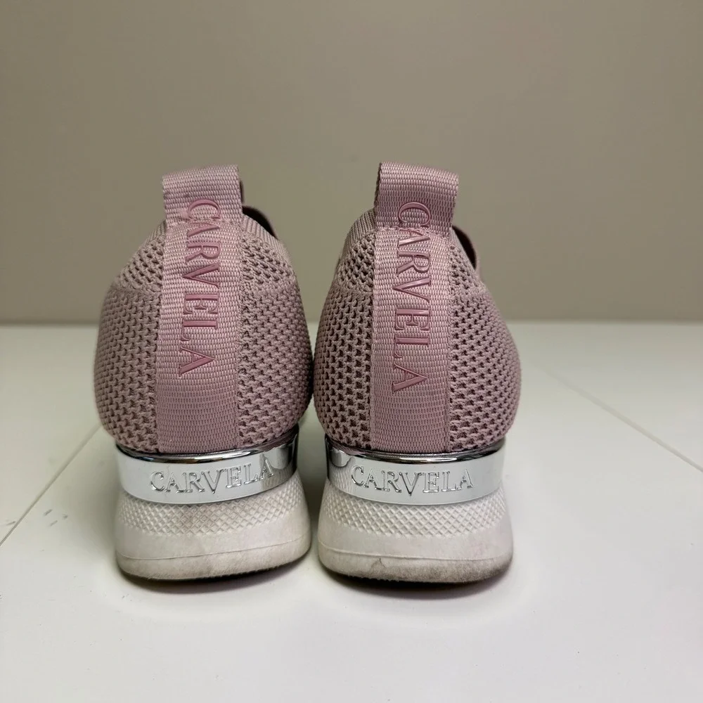 Carvela Jeo Embellish Knit Slip On Sneaker Pink Rhinestone Platform W Sz 39 8.5‎
